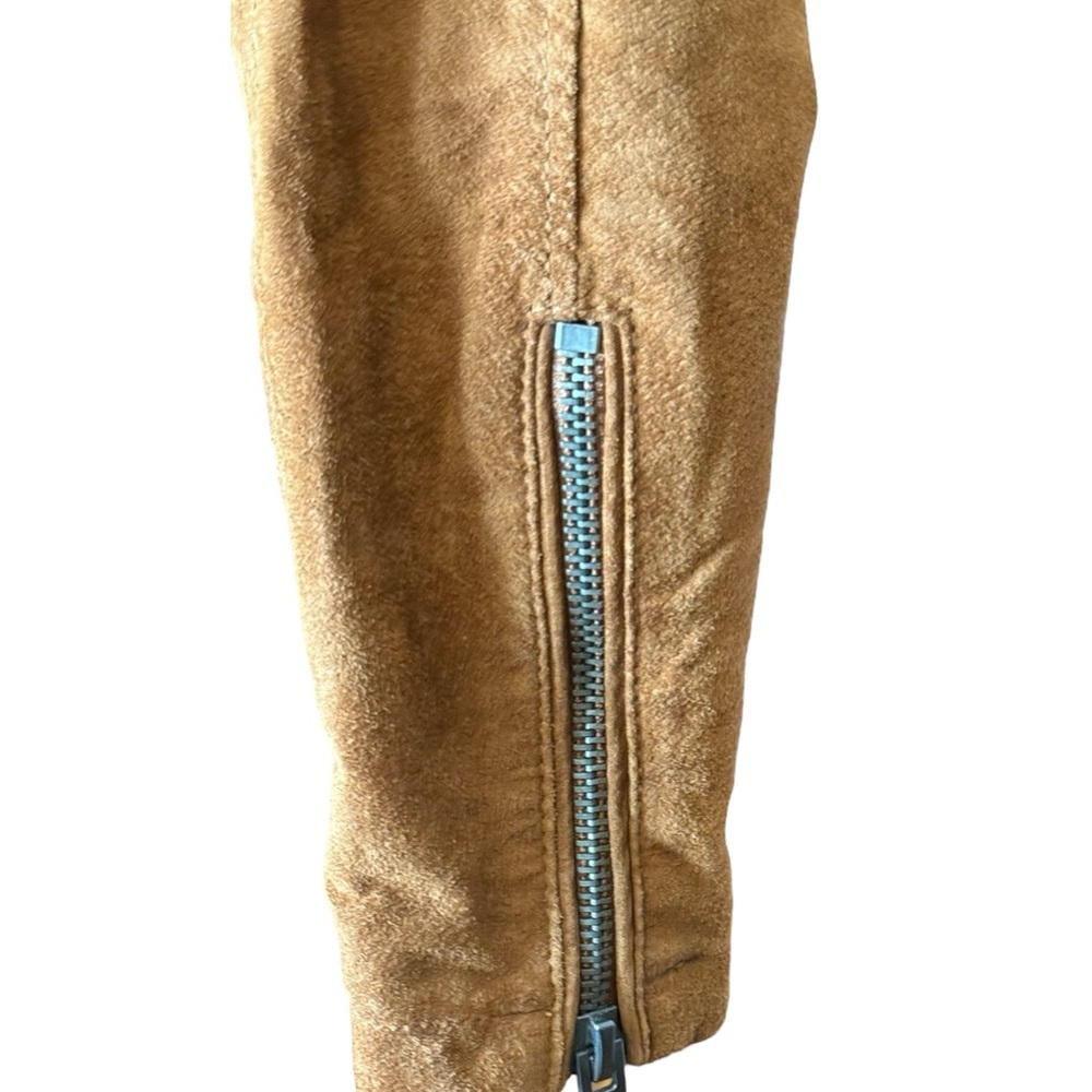 BLANKNYC Suede Moto Jacket Cognac Brown Leather Cropped Biker Medium - Picture 7 of 11